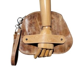 Rustic Western Style Leather Clutch Hand Strap And Wristlet Strap